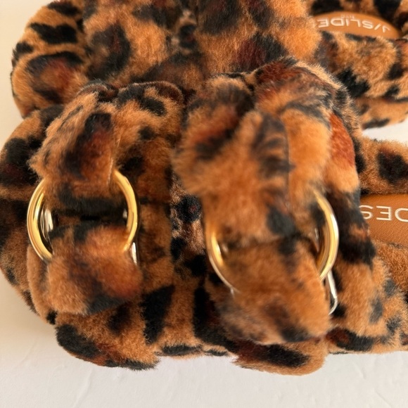 JSLIDES Shearling Animal Print Slippers Women Size 6 - Picture 4 of 15